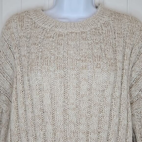 Vero Moda Gold Speck Sweater Size Medium New Neutral Sparkle Holiday Office - Picture 3 of 9